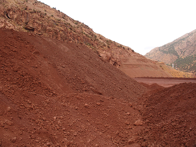 Aluminium S.A. red mud waste storage at Agios Nikolaos site, in Greece. Image ©Evangelos Mouchos.